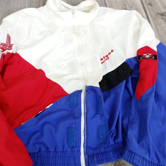 Firestone Racing Red White Blue Windbreaker Jacket Made in USA XXL - Picture 6 of 12